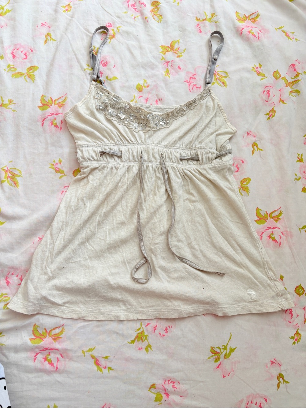 Vintage Abercrombie & Fitch Cream Lace-Trim Tank Cami